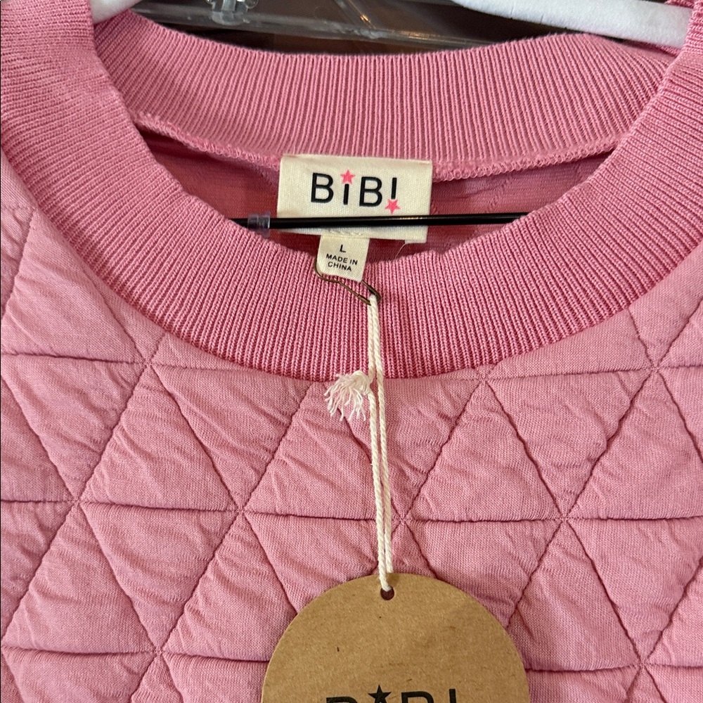 BiBi Pink Quilted Sweater with Ruffle Trim - Picture 2 of 5